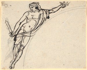 Eine schwebende Männerfigur mit einer Krone in der rechten Hand von Nicolai Abildgaard