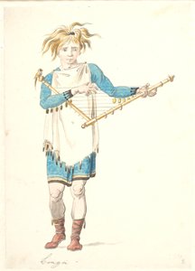 Ein junger Mann mit einem Saiteninstrument in der Hand