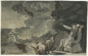 Fingal sieht die Geister seiner Vorfahren im Mondschein. Szene aus Ossian von Nicolai Abildgaard