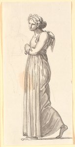 Gehende Frauenfigur in antiker Tracht, im Profil nach links von Nicolai Abildgaard