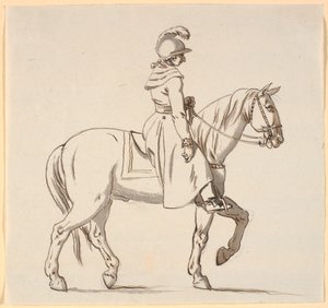 Karikatur eines Reiters (möglicherweise für die Statue von Christian V?) von Nicolai Abildgaard