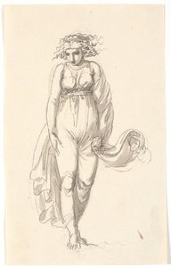 Frauenfigur en face, mit von Wind gepresster Kleidung von Nicolai Abildgaard