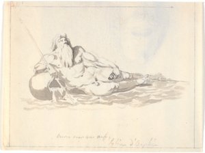 Der Ozean, ein liegender Meeresgott von Nicolai Abildgaard