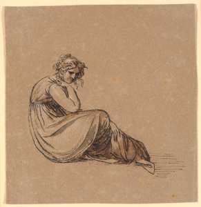 Sitzende Frau mit dem Ellenbogen auf dem rechten Knie gestützt von Nicolai Abildgaard