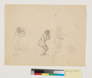 Studien von Köpfen und Figuren, darunter eine männliche Figur dreimal dargestellt von Nicolai Abildgaard