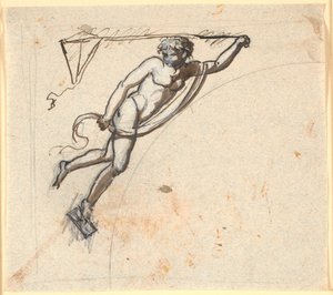 Schwebende Figur mit einem Drachen in der Hand von Nicolai Abildgaard