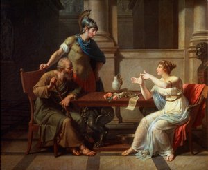 Sokrates und Alkibiades bei Aspasia von Nicolas Andre Monsiau