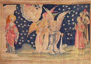 Der erste Krug, der auf die Erde gegossen wurde, aus dem Apokalypse-Wandteppich von Angers, 1373-1387 (Wandteppich)