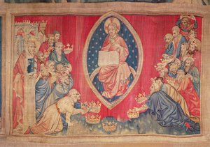 Die vierundzwanzig Ältesten werfen sich vor Gott nieder, aus dem Apokalypse-Wandteppich von Angers, 1373-87