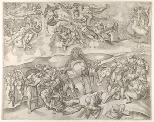 Bekehrung des Saulus, aus Michelangelos Fresko in der Paulinischen Kapelle im Vatikan, ca. 1545-60