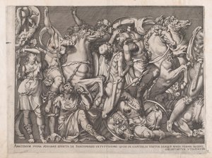 Speculum Romanae Magnificentiae: Schlacht der Amazonen, 1559 von Nicolas Beatrizet