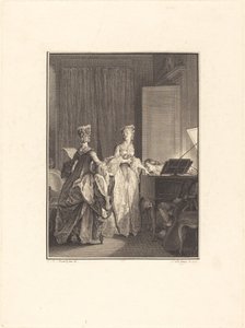Il appliqua sur cette main un baiser que je sentis sur mon coeur von Nicolas Delaunay after Jean Michel Moreau