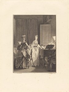 Er legte einen Kuss auf diese Hand, den ich in meinem Herzen spürte von Nicolas Delaunay after Jean Michel Moreau