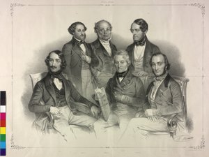 Tafel mit Bildern von Henry Wilhelm Ernst, berühmter Geiger