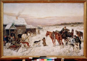 Vor einer Taverne im Winter von Nicolas Gregorovitch Svertschkoff