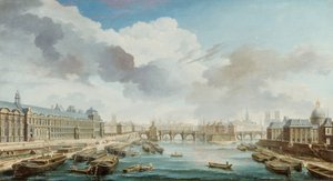 Le Louvre, le Pont-Neuf et le Collège des Quatre-Nations, 1755 von Nicolas Jean Baptiste Raguenet