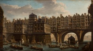 Matrosen beim Turnier zwischen der Pont Notre Dame und der Pont-Au-Change, Paris von Nicolas Jean Baptiste Raguenet