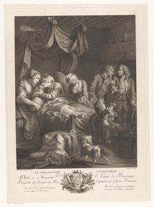 Frau mit Baby in einem Wochenbett, umgeben von anderen Figuren von Nicolas Joseph Voyez
