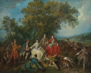 Picknick nach der Jagd, wahrscheinlich ca. 1735-1740