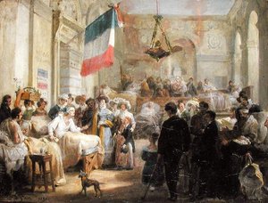 Königin Marie-Amelie (1782-1866) besucht die Verwundeten in der Ambulance de la Bourse, 25. August 1830 von Nicolas Louis Francois Gosse
