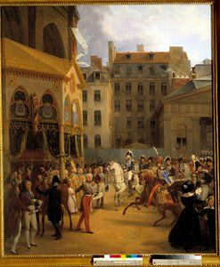 Einzug von König Karl X. in Paris, auf dem Weg nach Notre-Dame, nach dem Tod von König Ludwig XVIII, 27.09.1824