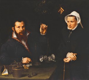 Porträt eines Essai-Meisters und seiner Frau, halblang von Nicolas Neufchatel