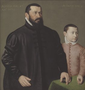 Porträt des Nürnberger Goldschmieds Hans Lencker (1523-1585) und seines 9-jährigen Sohnes Elisius der Jüngere von Nicolas Neufchatel