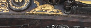 (Detail) Eines von einem Paar silbermontierter gezogener Steinschlosspistolen, Versailles, 1825