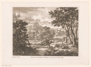 Berglandschaft mit Figuren am Fluss