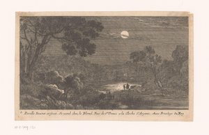 Landschaft bei Nacht mit Reisenden von Nicolas Perelle