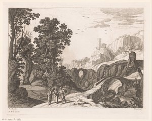 Landschaft mit Emmausjüngern von Nicolas Perelle