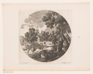 Landschaft mit Hirten und Vieh bei einem Haus
