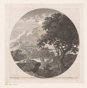 Landschaft mit zwei Männern und einer Ziegenherde
