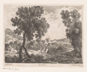 Landschaft mit zwei Spaziergängern
