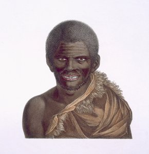 Porträt eines Mannes namens Paraberi, Van Diemens Land, 1791, veröffentlicht 1815 von Nicolas Petit