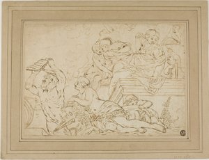 Szene mit Nymphen und Satyr