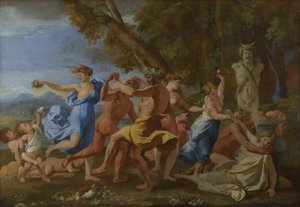 Bacchanal vor einem Herm