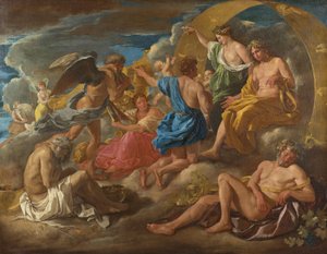 Helios und Phaëton mit Saturn und den vier Jahreszeiten von Nicolas Poussin