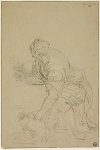 Mann kniend mit Krug (recto); Stehender Mann (verso) von Nicolas Poussin