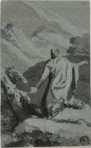 Mann betet in der Wildnis von Nicolas Poussin