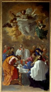 Der heilige Franz Xaver erweckt die Tochter eines Bewohners von Cangoxima in Japan zum Leben von Nicolas Poussin