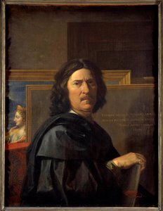 Selbstporträt im Alter von 56 Jahren, Gemälde von Nicolas Poussin von Nicolas Poussin