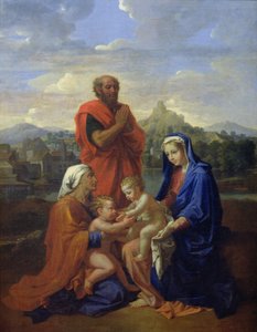 Die Heilige Familie mit St. Johannes, St. Elisabeth und St. Joseph im Gebet, 1656 von Nicolas Poussin