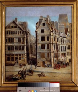 Das Kabarett. Ansicht einer Gasse und der Aktivitäten einer Stadt im 18. Jahrhundert. Gemälde von Nicolas Jean Baptiste Raguenet (1715-1793) 1751. Karnevalmuseum von Nicolas Raguenet