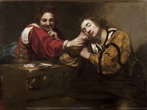 Schläfer, von einer jungen Frau mit einem brennenden Docht geweckt von Nicolas Regnier