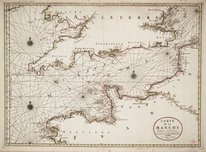 Karte des Ärmelkanals und der Atlantikküsten von Südengland und Nordfrankreich