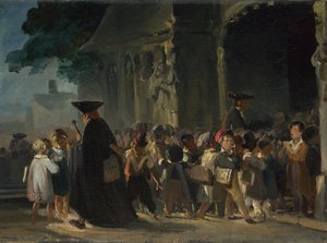 Kinder an einer Kirchentür, Zwischen 1817 und 1845 von Nicolas Toussaint Charlet