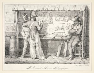 Der Händler von lithografischen Bildern