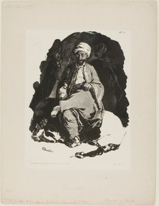 Sitzender Türke, Platte eins aus Tuschskizzen von Charlet von Nicolas Toussaint Charlet