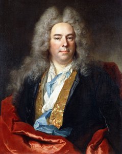 Porträt von Jacques Vincent Bassablons, Berater des Königs, halblang, in einem blauen Mantel mit goldbestickter Weste und einem roten Umhang, 1718 von Nicolas de Largillière